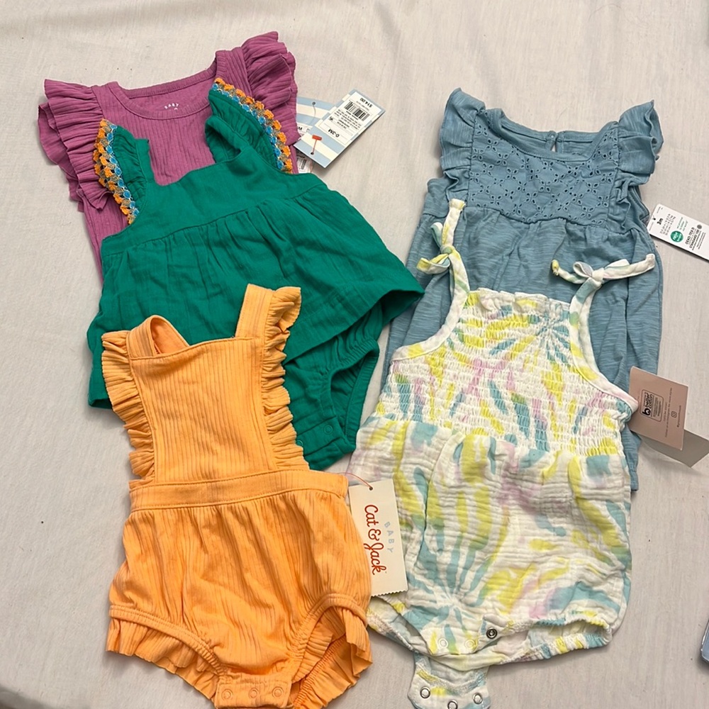 NWT Baby Girl Cat & Jack, Carter's 0 3 6 Month Summer Clothes ruffles - Picture 2 of 8